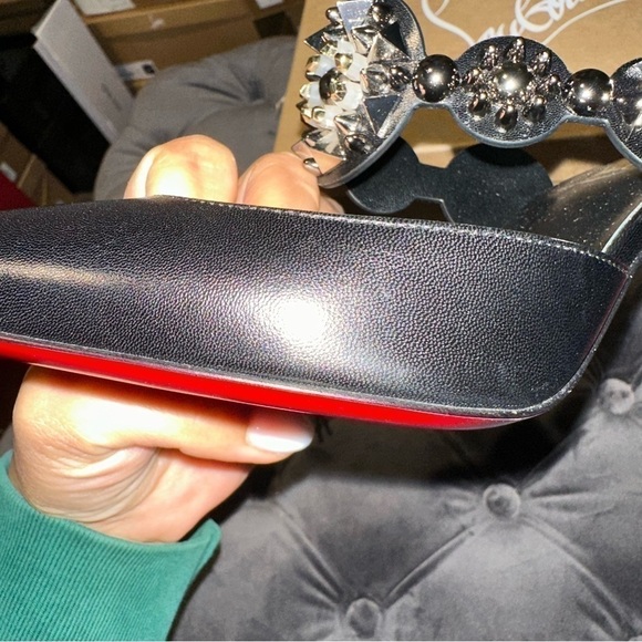 New Size 35.5 Christian Louboutin Miss Goldora 85 Black Backless Mule Heel - Picture 14 of 16